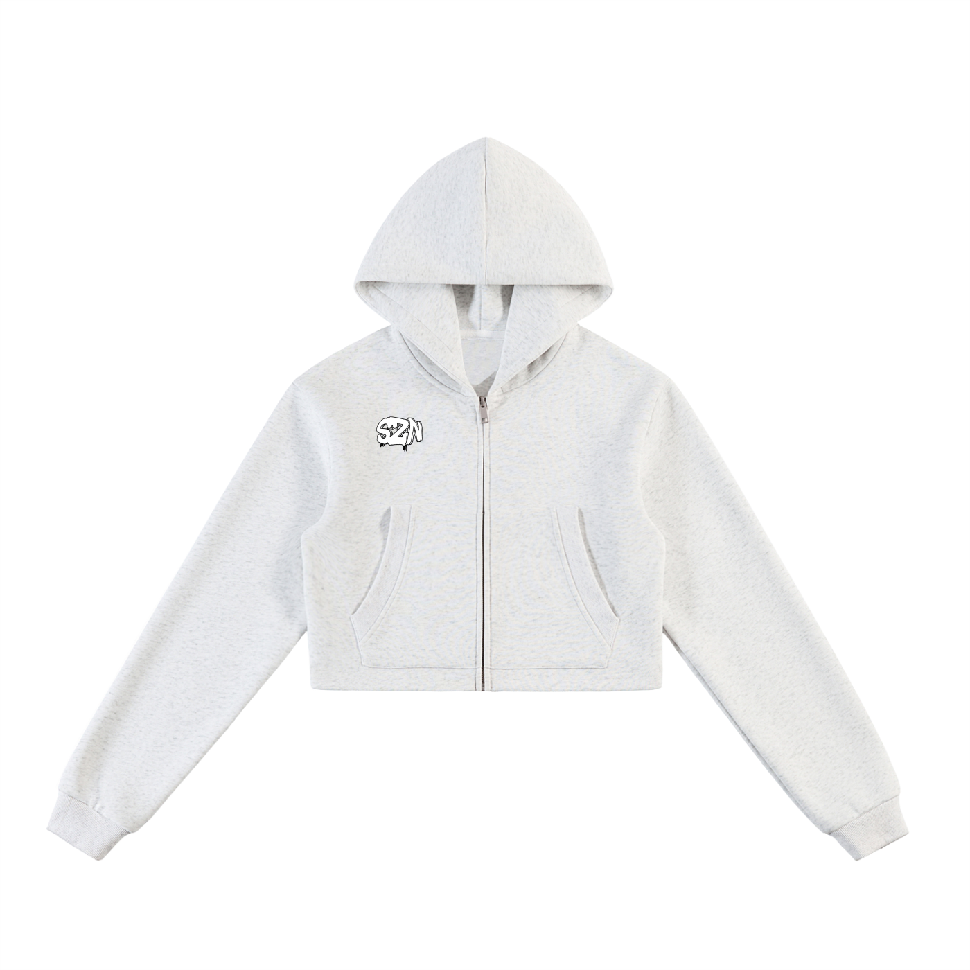 Essential Cropped Zip-Up Hoodie